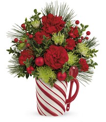 Send a Hug Candy Cane Greeting Bouquet from Mona's Floral Creations, local florist in Tampa, FL